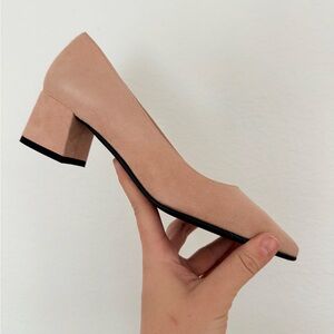 Frau Elegant Tan Suede Block Heel Pumps Sz 35